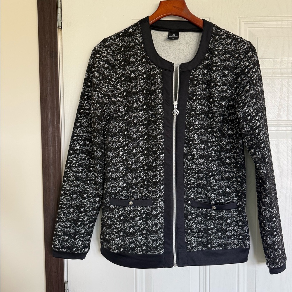 2 for $30 sale: Daily Sports texturized black white full zip athleisure jacket